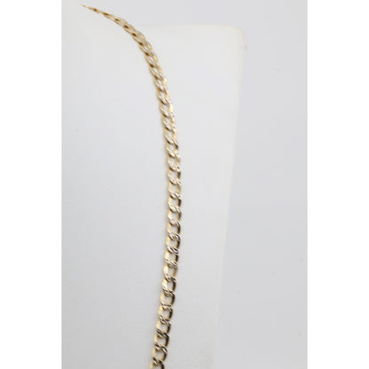 14K Two Tone Gold Diamond Cut Cuban Link Chain Necklace