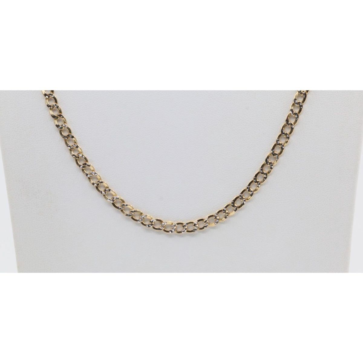 14K Two Tone Gold Diamond Cut Cuban Link Chain Necklace