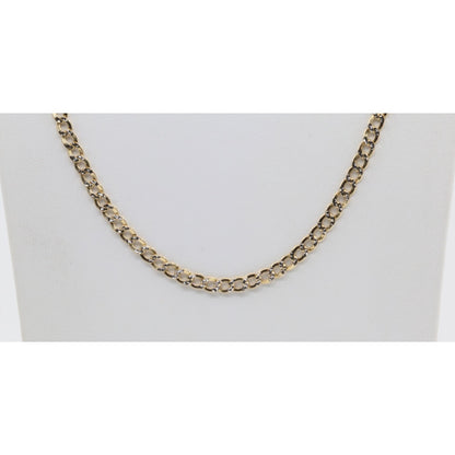 14K Two Tone Gold Diamond Cut Cuban Link Chain Necklace