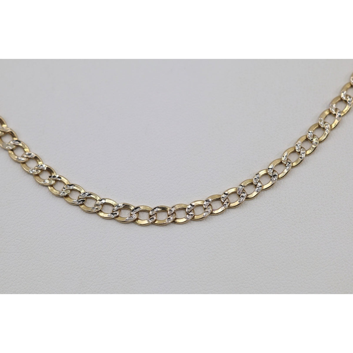 14K Two Tone Gold Diamond Cut Cuban Link Chain Necklace