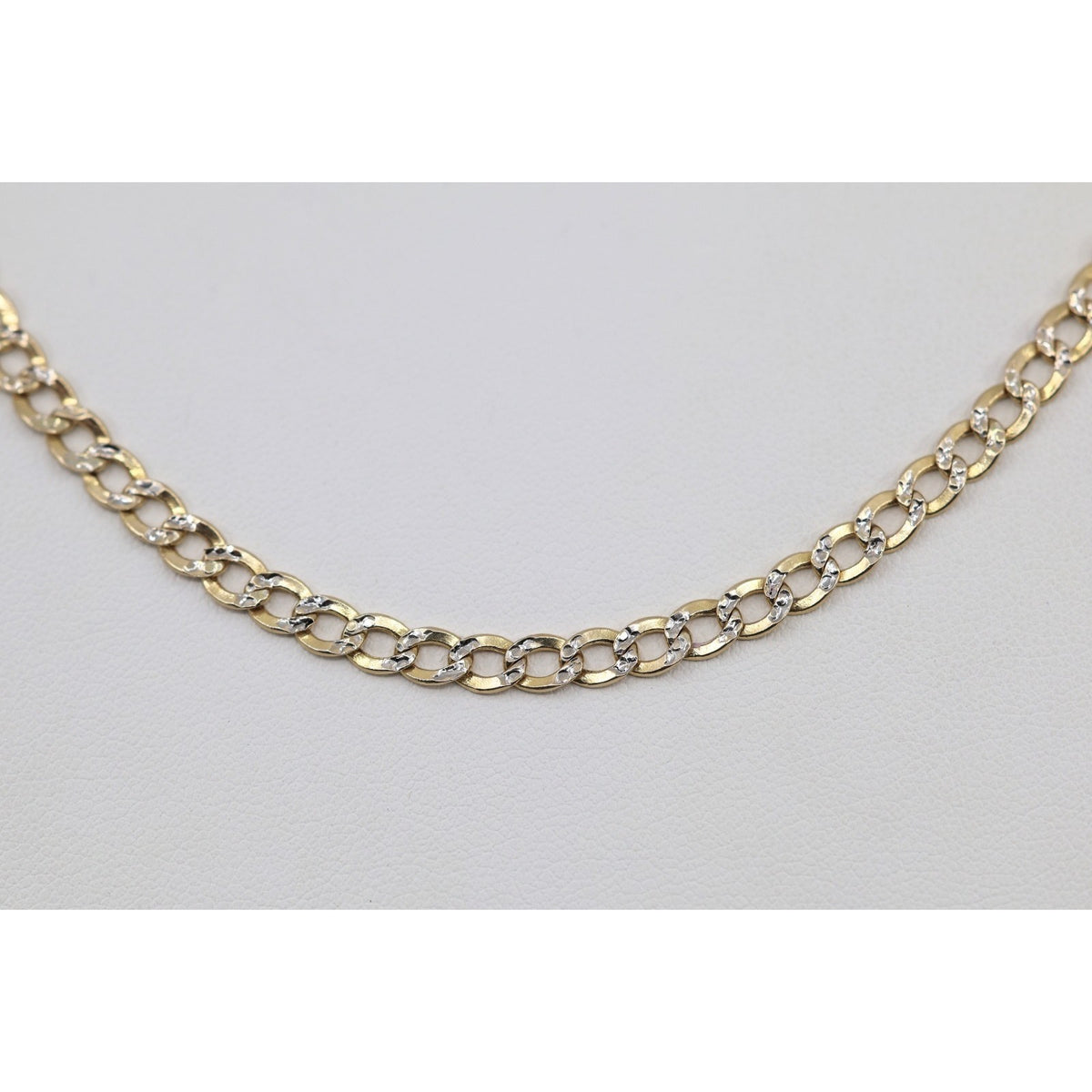 14K Two Tone Gold Diamond Cut Cuban Link Chain Necklace