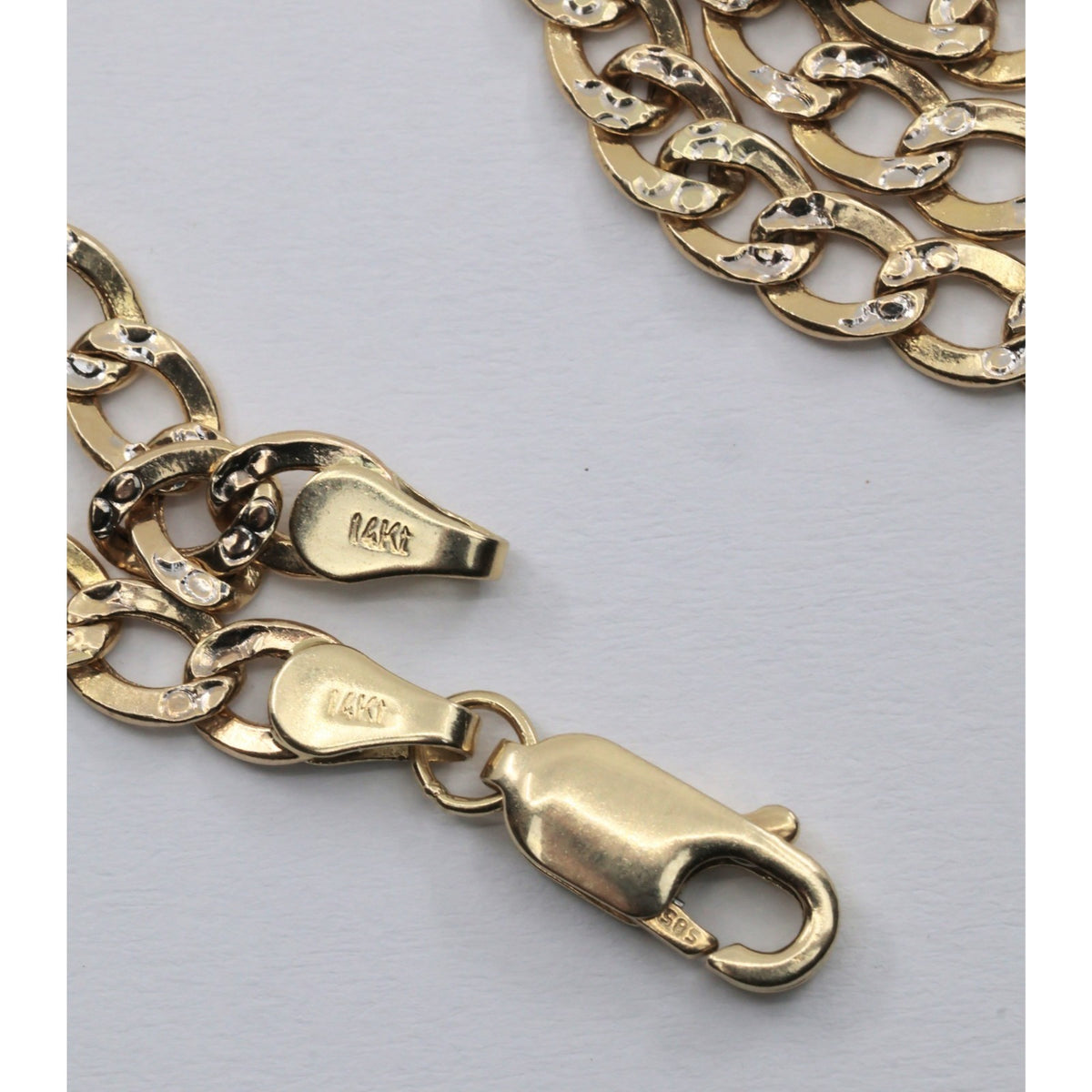 14K Two Tone Gold Diamond Cut Cuban Link Chain Necklace