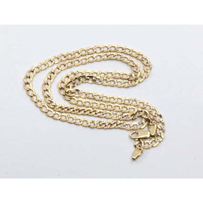 14K Two Tone Gold Diamond Cut Cuban Link Chain Necklace
