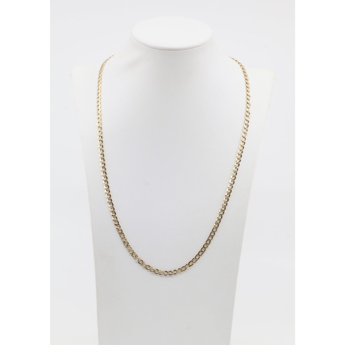 14K Two Tone Gold Diamond Cut Cuban Link Chain Necklace