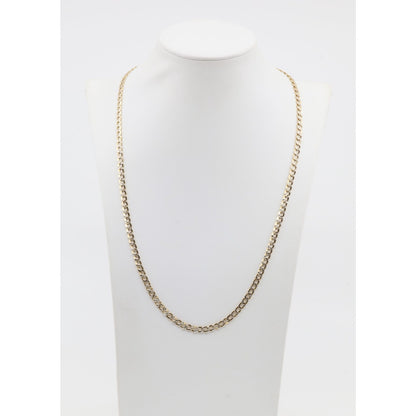 14K Two Tone Gold Diamond Cut Cuban Link Chain Necklace
