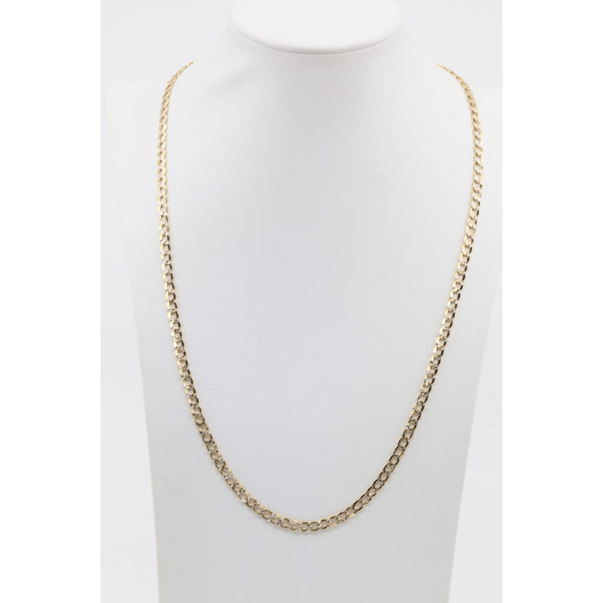 14K Two Tone Gold Diamond Cut Cuban Link Chain Necklace