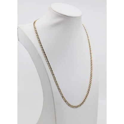 14K Two Tone Gold Diamond Cut Cuban Link Chain Necklace
