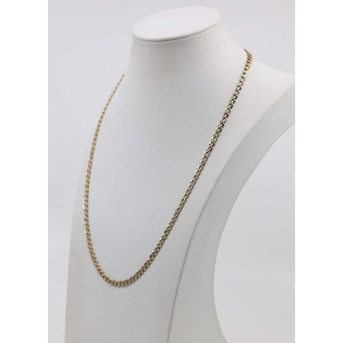 14K Two Tone Gold Diamond Cut Cuban Link Chain Necklace