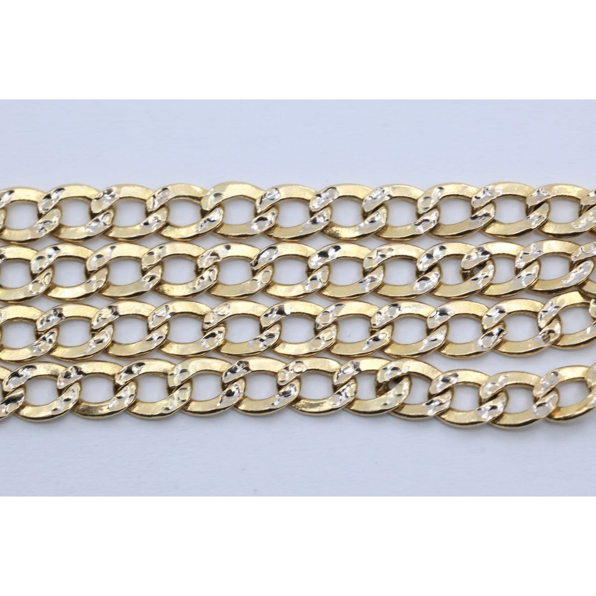 14K Two Tone Gold Diamond Cut Cuban Link Chain Necklace