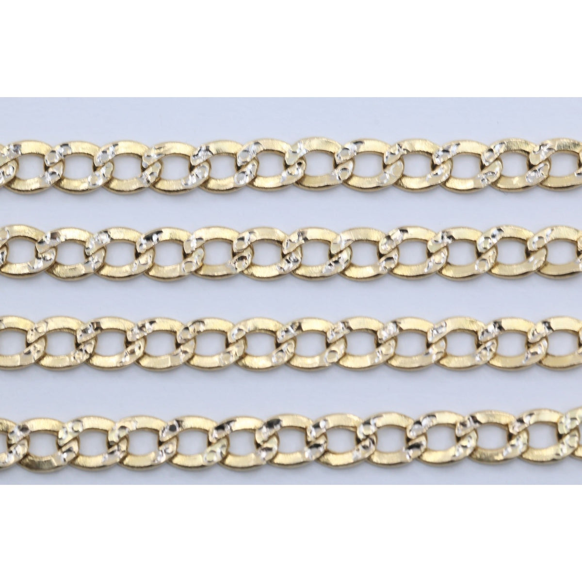 14K Two Tone Gold Diamond Cut Cuban Link Chain Necklace