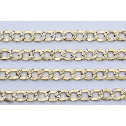 14K Two Tone Gold Diamond Cut Cuban Link Chain Necklace