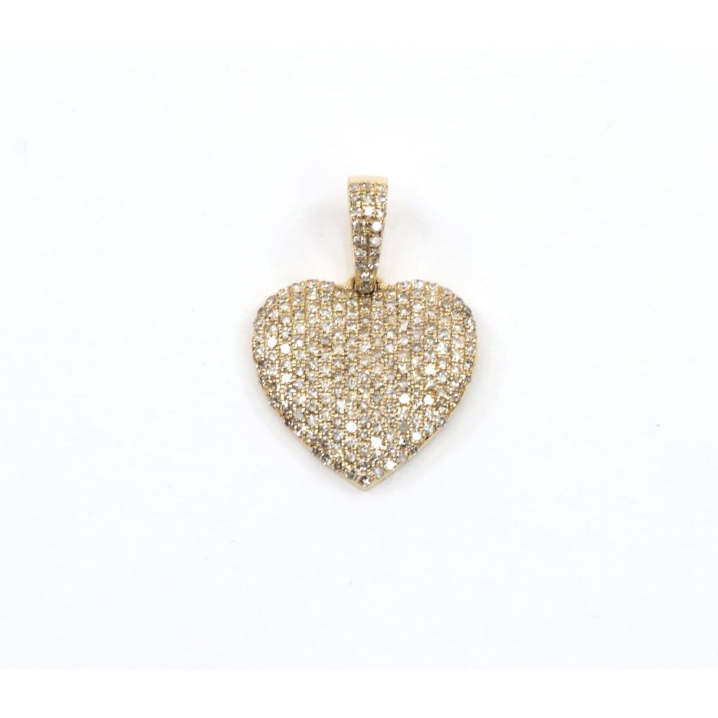 10K Yellow Gold Diamond Puffy Heart Charm Pendant