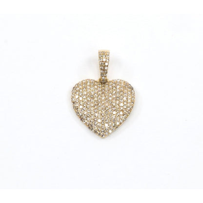 10K Yellow Gold Diamond Puffy Heart Charm Pendant