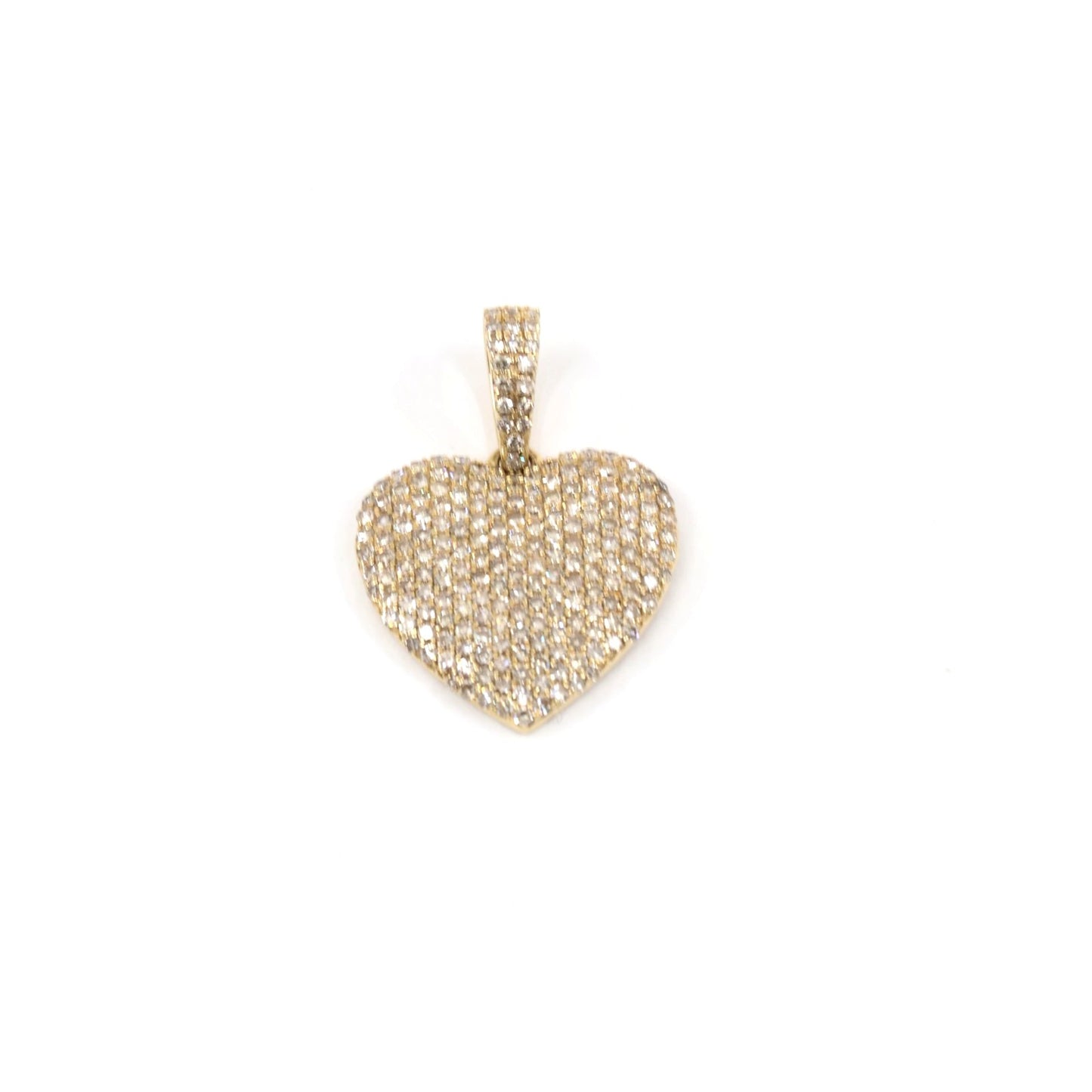 10K Yellow Gold Diamond Puffy Heart Charm Pendant