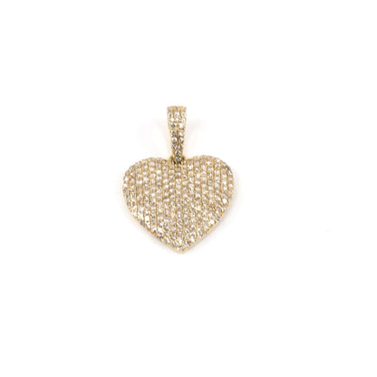 10K Yellow Gold Diamond Puffy Heart Charm Pendant