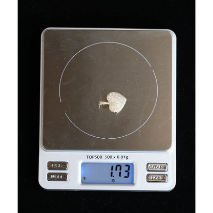 10K Yellow Gold Diamond Puffy Heart Charm Pendant