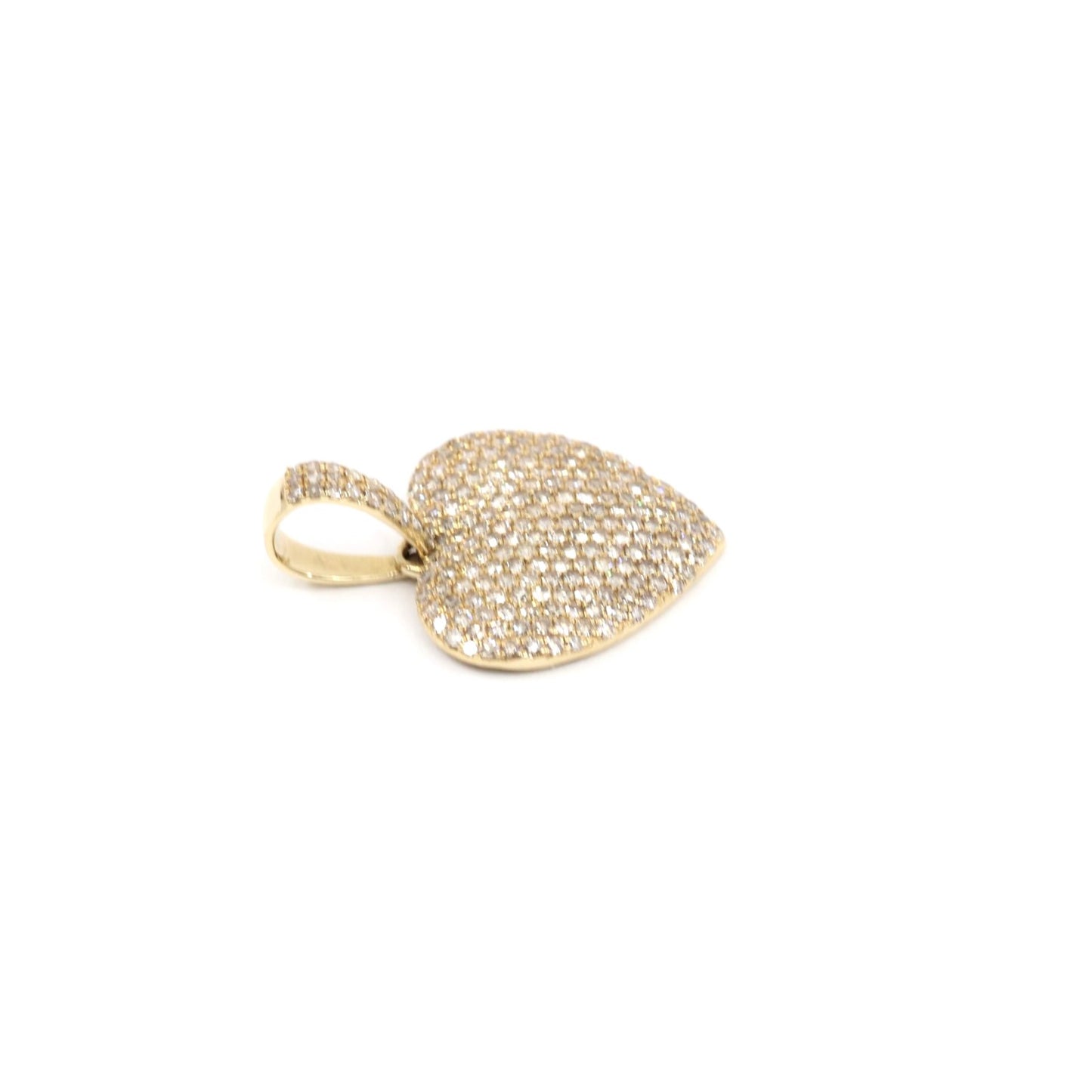 10K Yellow Gold Diamond Puffy Heart Charm Pendant