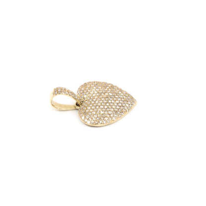 10K Yellow Gold Diamond Puffy Heart Charm Pendant