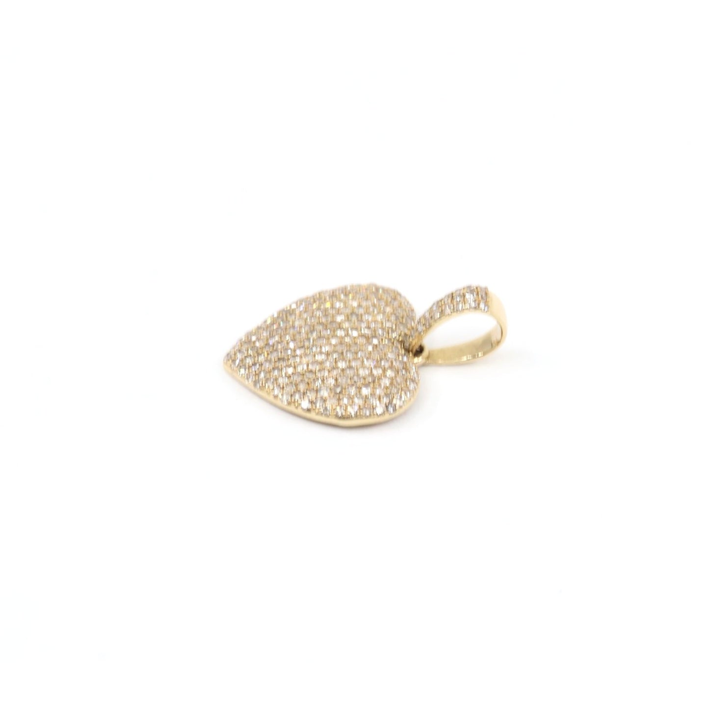 10K Yellow Gold Diamond Puffy Heart Charm Pendant
