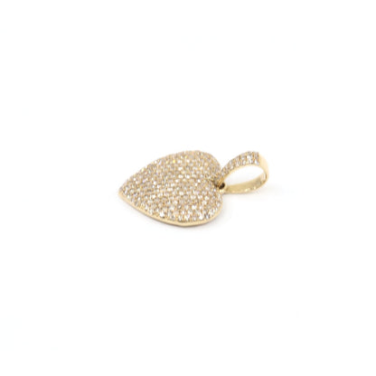 10K Yellow Gold Diamond Puffy Heart Charm Pendant