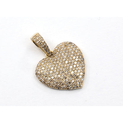 10K Yellow Gold Diamond Puffy Heart Charm Pendant