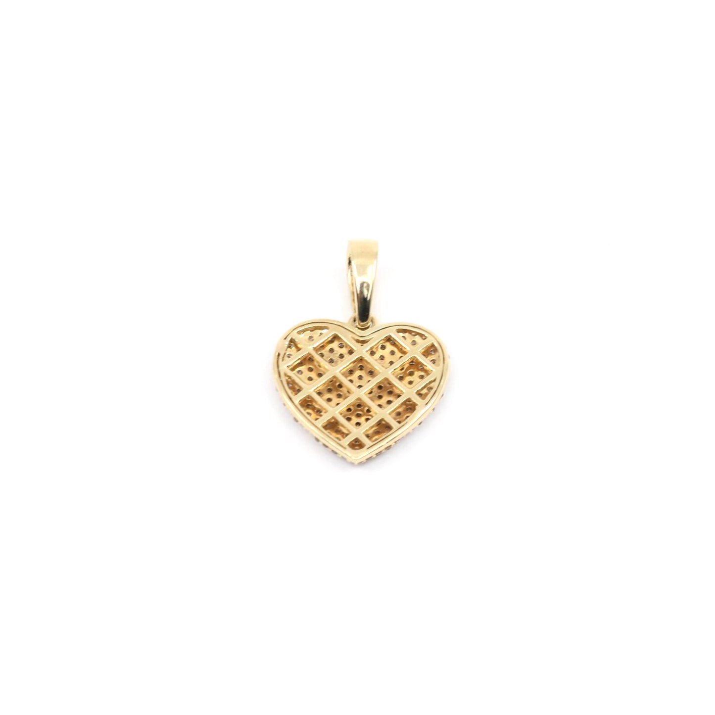 10K Yellow Gold Diamond Puffy Heart Charm Pendant