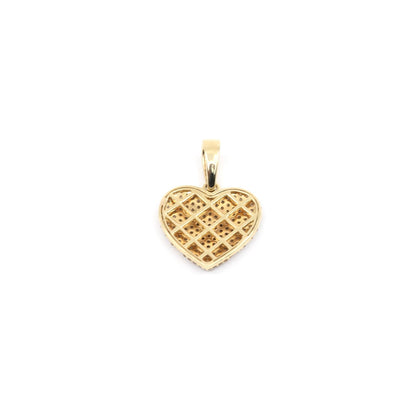 10K Yellow Gold Diamond Puffy Heart Charm Pendant