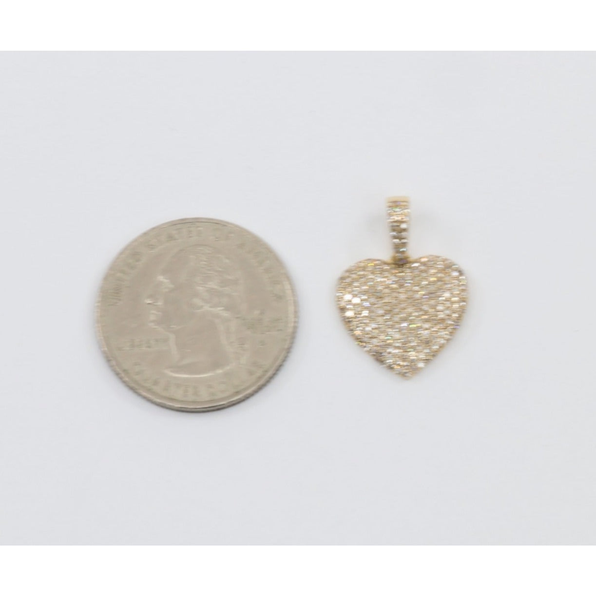 10K Yellow Gold Diamond Puffy Heart Charm Pendant
