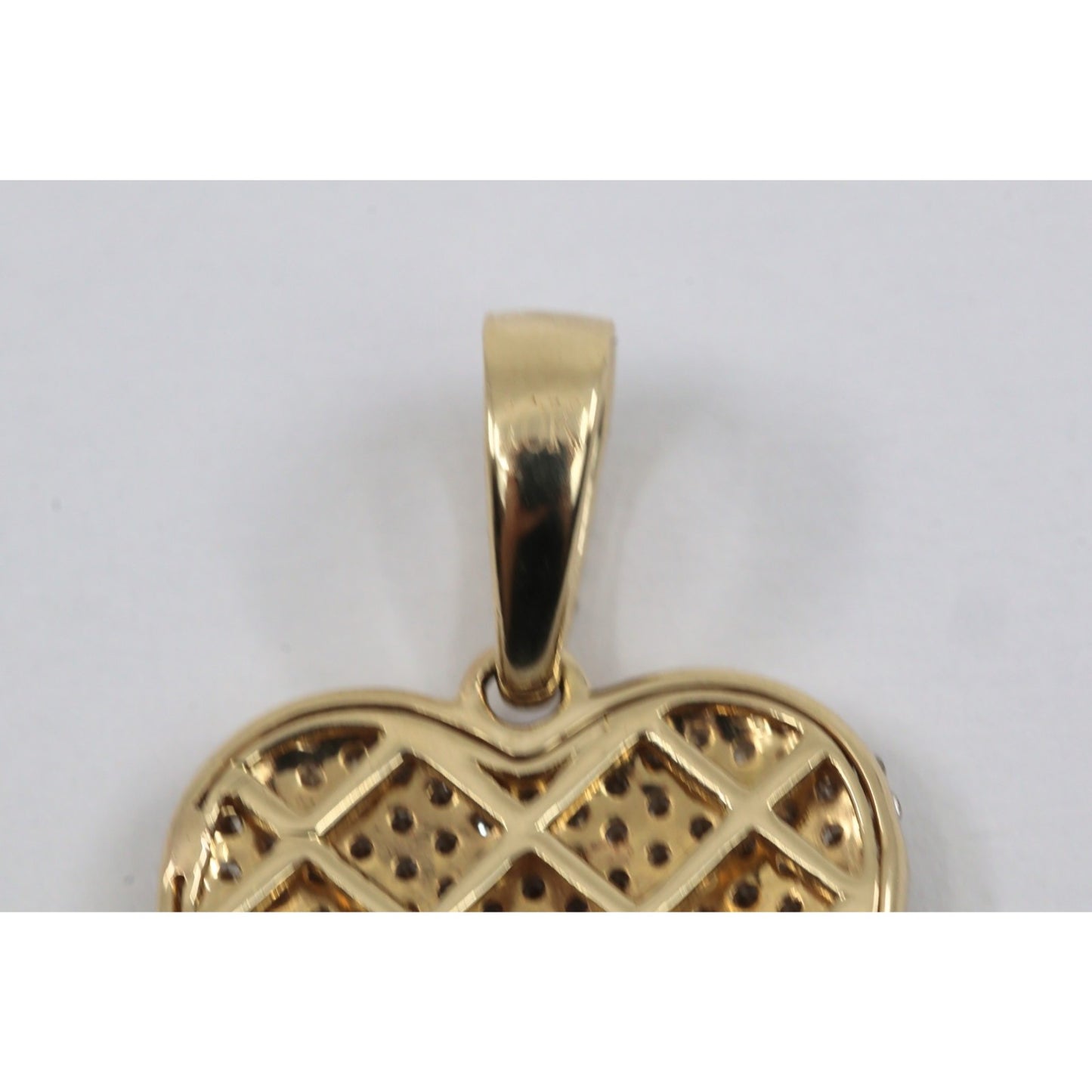 10K Yellow Gold Diamond Puffy Heart Charm Pendant