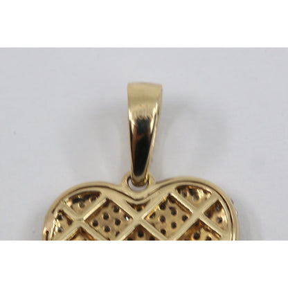 10K Yellow Gold Diamond Puffy Heart Charm Pendant