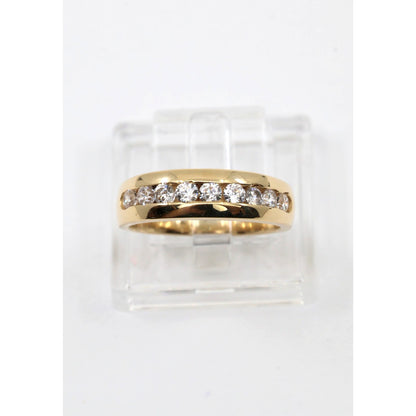 14K Yellow Gold Single Row CZ Wedding Ring Band