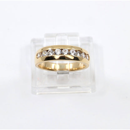 14K Yellow Gold Single Row CZ Wedding Ring Band