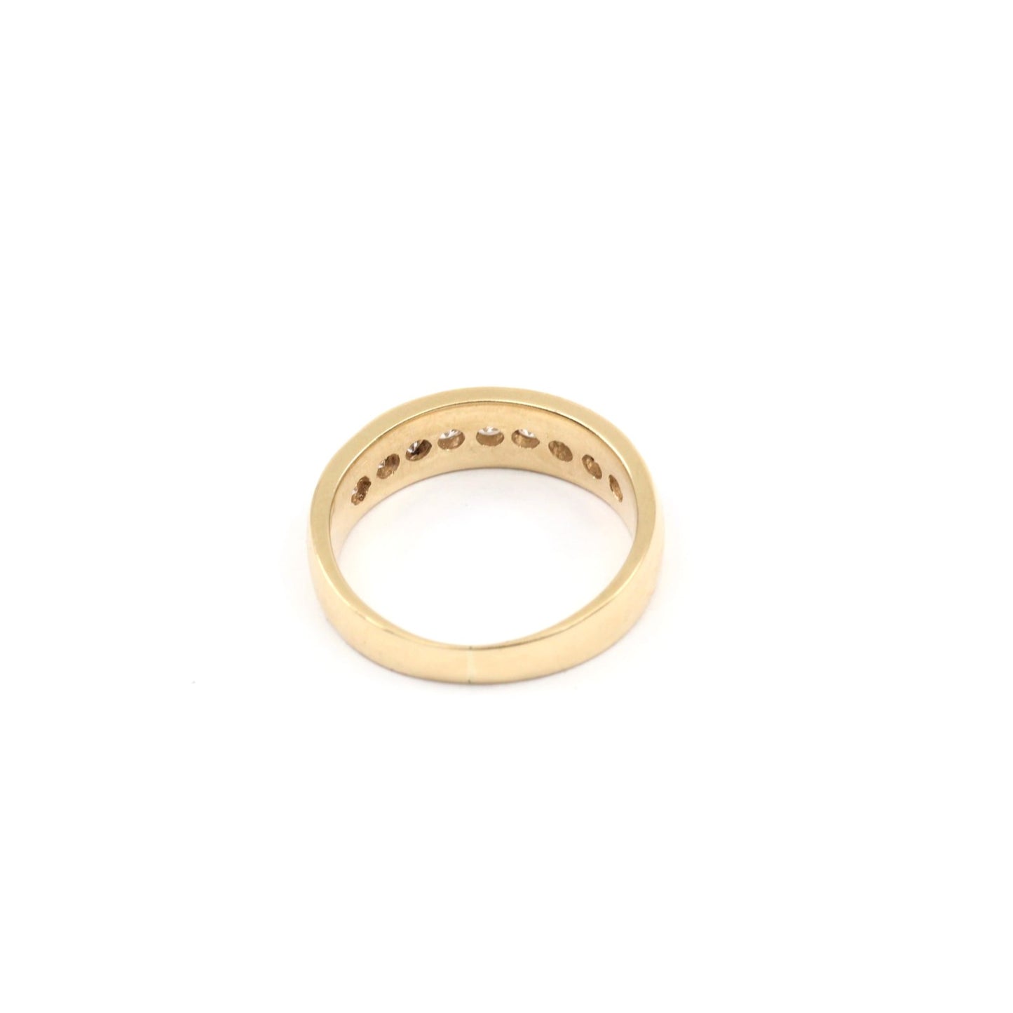 14K Yellow Gold Single Row CZ Wedding Ring Band