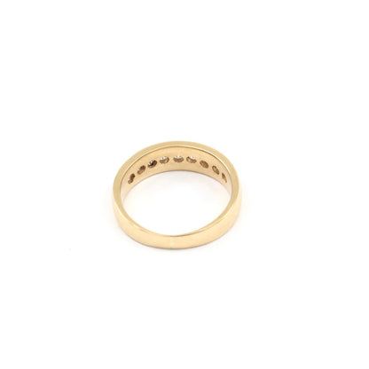 14K Yellow Gold Single Row CZ Wedding Ring Band