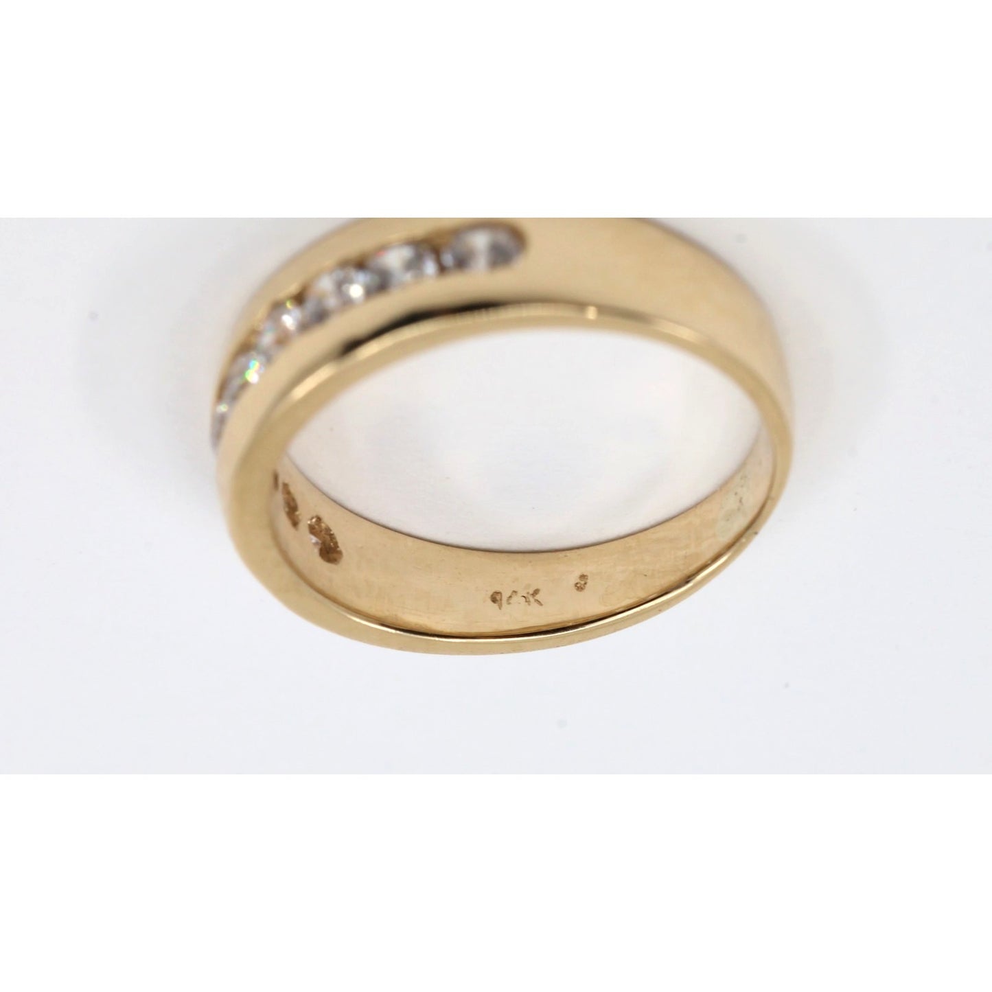 14K Yellow Gold Single Row CZ Wedding Ring Band