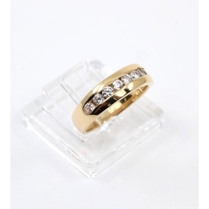 14K Yellow Gold Single Row CZ Wedding Ring Band