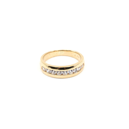 14K Yellow Gold Single Row CZ Wedding Ring Band