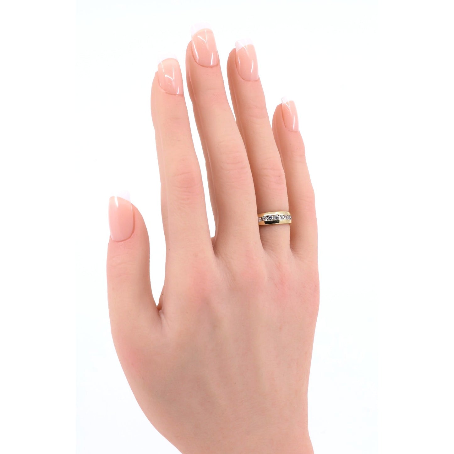 14K Yellow Gold Single Row CZ Wedding Ring Band