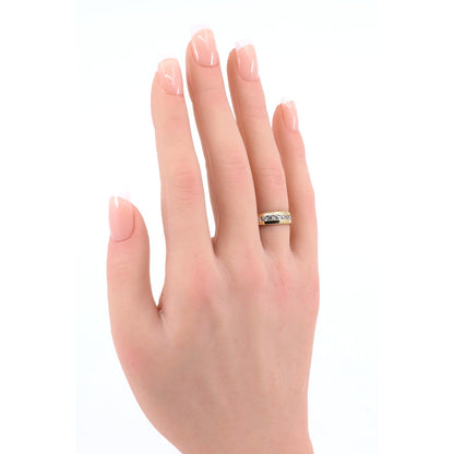 14K Yellow Gold Single Row CZ Wedding Ring Band