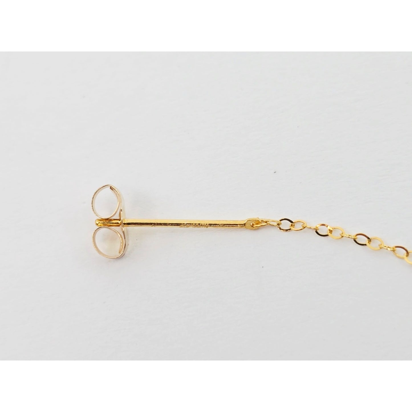 18K Yellow Gold Diamond Cut Drop Dangle Bead Ball Stud Earrings
