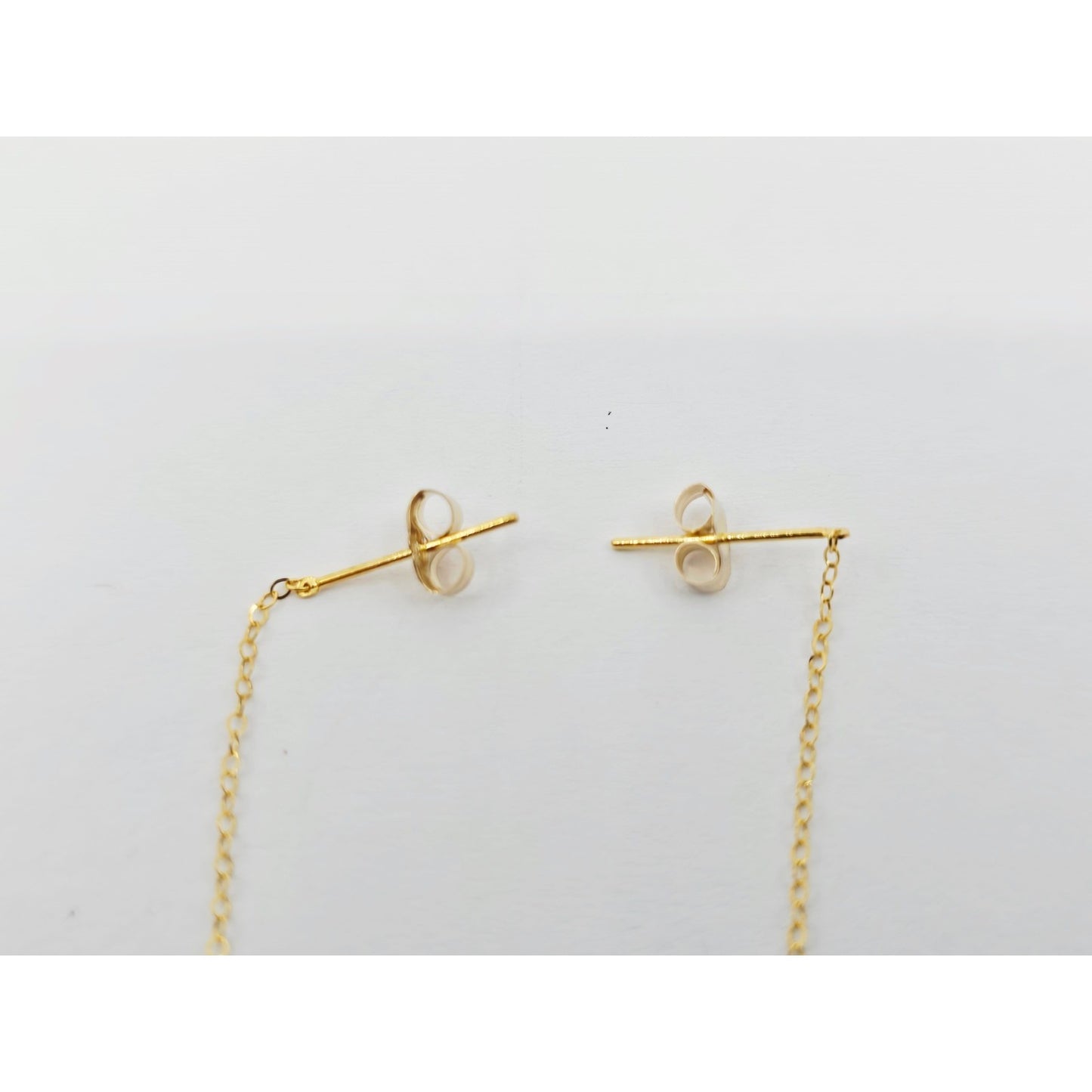 18K Yellow Gold Diamond Cut Drop Dangle Bead Ball Stud Earrings