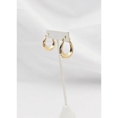 Medium 10K Yellow Gold Tapered Oval Hoop Earrings