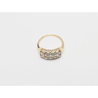 14K Yellow Gold 2 Rows of Round Diamonds Ring