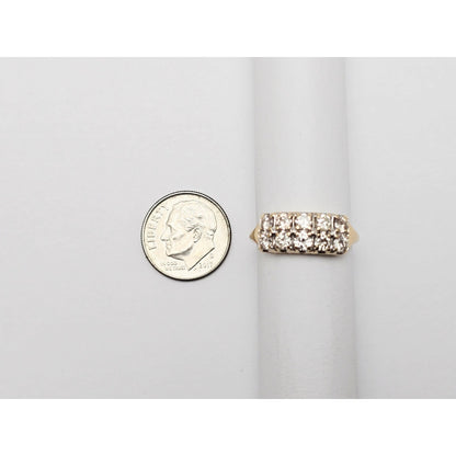 14K Yellow Gold 2 Rows of Round Diamonds Ring