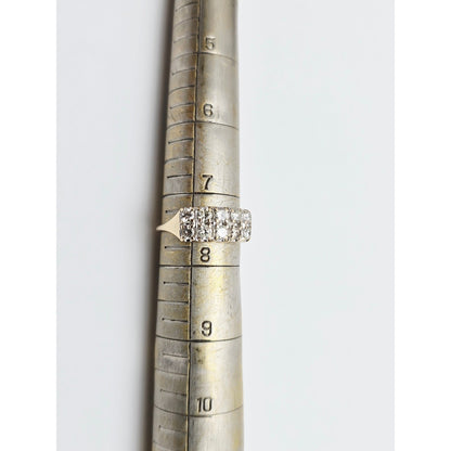 14K Yellow Gold 2 Rows of Round Diamonds Ring