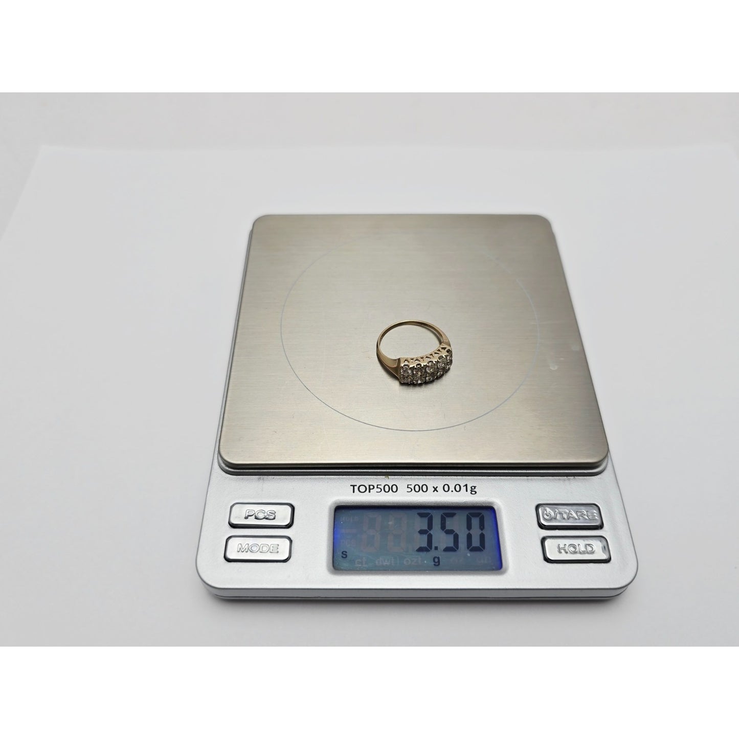 14K Yellow Gold 2 Rows of Round Diamonds Ring