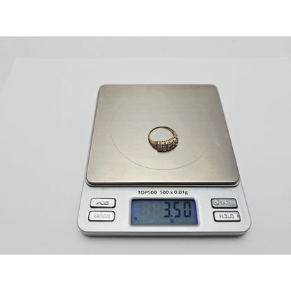 14K Yellow Gold 2 Rows of Round Diamonds Ring