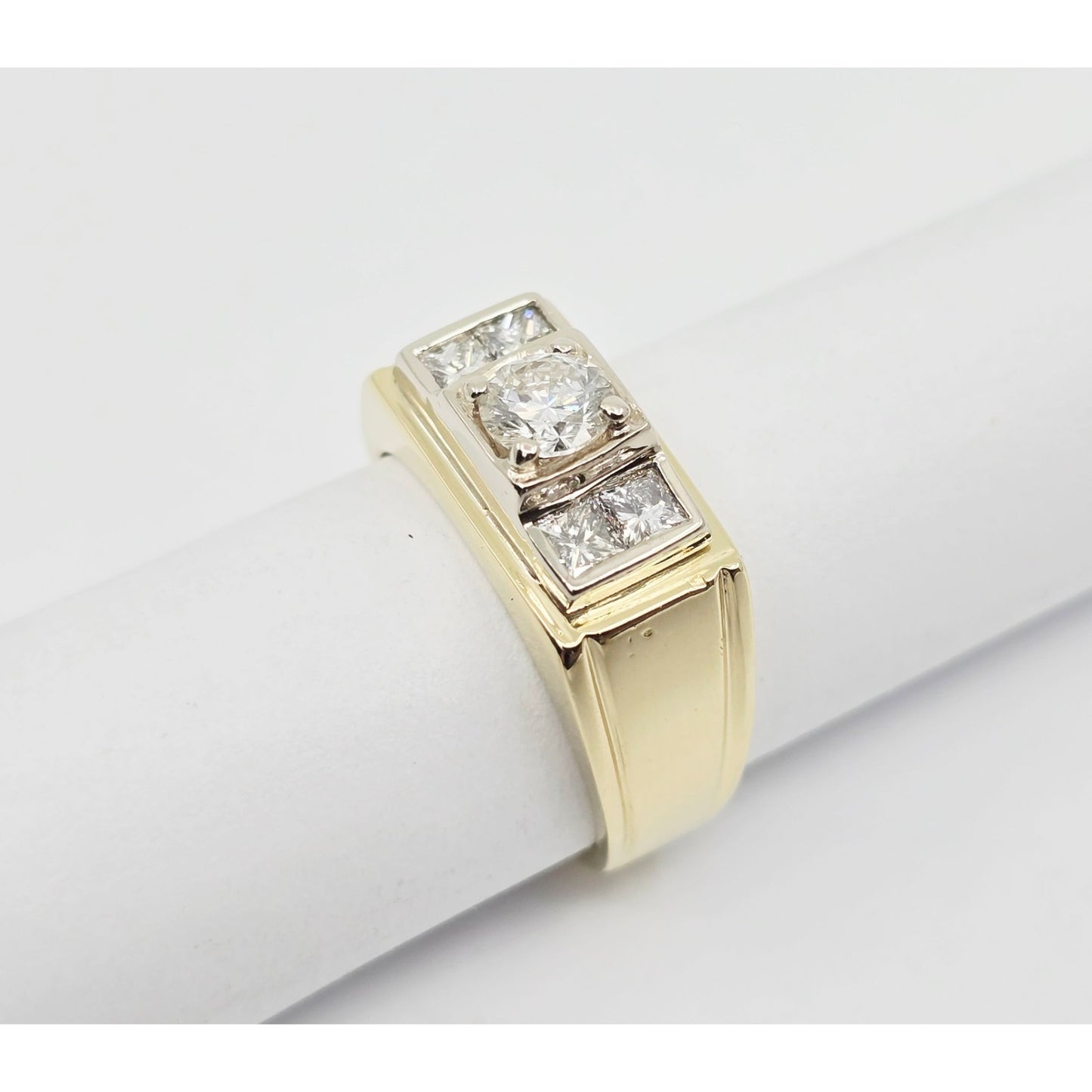 14K Yellow Gold Men's Diamond Cluster Ring