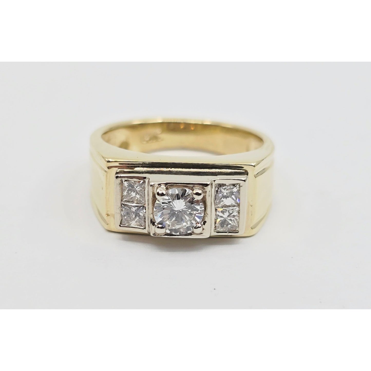 14K Yellow Gold Men's Diamond Cluster Ring