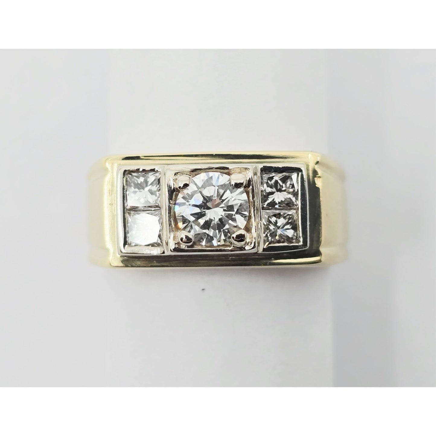 14K Yellow Gold Men's Diamond Cluster Ring